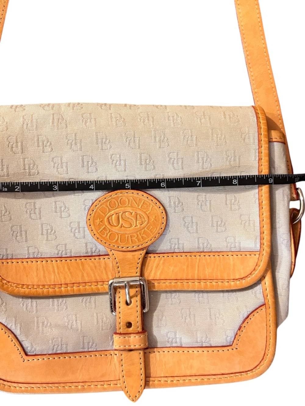 Dooney & Bourke Leather and Canvas Crossbody Signature Logo Bag Vintage Beige - Picture 7 of 12